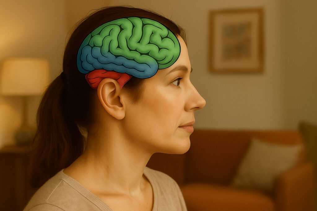 schema van het reptielenbrein, limbisch systeem en mensenbrein met hun functies